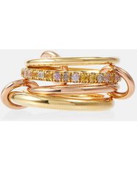 Spinelli Kilcollin - Nimbus 18kt Gold And Rose Gold Linked Rings With Sapphires And Diamonds - Lyst