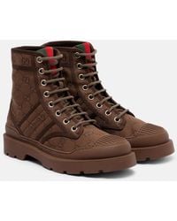 Gucci - Gg Canvas Combat Boots - Lyst