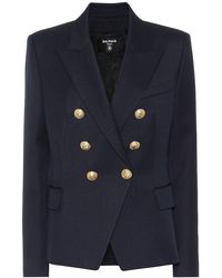 Balmain Giacca Lana Vergine - Blu