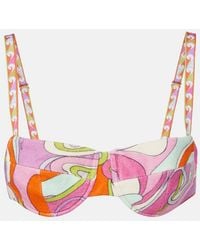 PUCCI - Orchidee Cotton Terry Bikini Top - Lyst