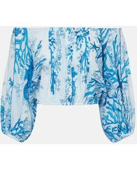 Poupette - Bedrucktes Off-Shoulder-Top Bova Aus Baumwolle - Lyst