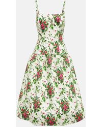 Carolina Herrera - Floral Cotton-blend Midi Dress - Lyst