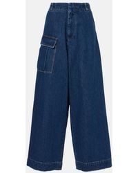 Plan C - Mid-Rise Denim Wide-Leg Pants - Lyst