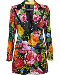 Dolce & Gabbana Floral Printed Silk Blazer - Multicolour