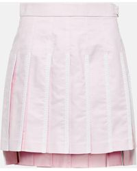 Thom Browne - 4-bar Pleated Cotton Miniskirt - Lyst