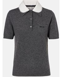 Miu Miu - Logo Cashmere Polo Sweater - Lyst