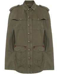 Saint Laurent Cotton And Ramie Gabardine Cape - Green