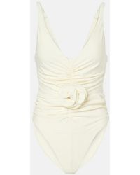 Magda Butrym - Floral-Applique Ruched Swimsuit - Lyst