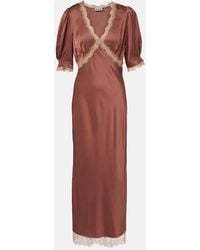 RIXO London - Annina Lace-Trimmed Satin Maxi Dress - Lyst