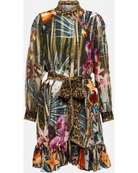 Camilla - Floral Embellished Silk Shirt Dress - Lyst