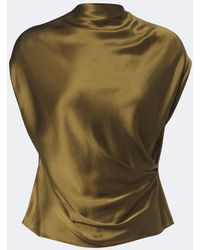 The Sei - Draped Silk Satin Top - Lyst