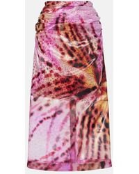 Dries Van Noten - Sami Printed Gathered Midi Skirt - Lyst