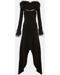The Attico - Feather-Trimmed Jersey Midi Dress - Lyst