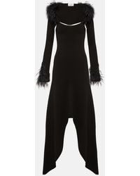 The Attico - Feather-Trimmed Jersey Midi Dress - Lyst