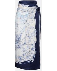 Ferragamo - Printed Silk Wrap Skirt - Lyst