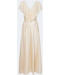 Doen - Leoris Lace-Trimmed Ruffled Silk Midi Dress - Lyst