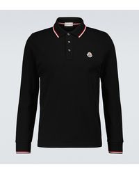 Moncler - Long-sleeved Polo Shirt With Logo - Lyst