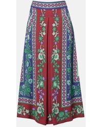 La DoubleJ - Santa Monica Printed Satin Midi Skirt - Lyst