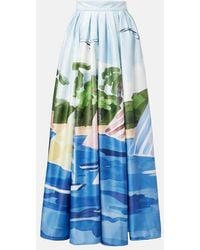 LEO LIN - Printed Pleated Maxi Skirt - Lyst