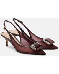 Gianvito Rossi - 55 Leather-Trimmed Mesh Slingback Pumps - Lyst