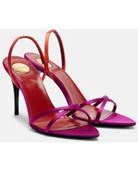 Saint Laurent - Slingback-Sandalen Justify Aus Satin - Lyst