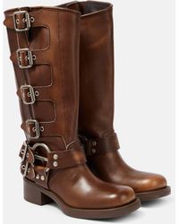 Miu Miu - Studded Leather Knee-high Boots - Lyst