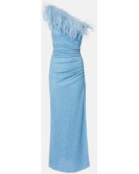 Oséree - Lumiere Plumage One-Shoulder Maxi Dress - Lyst