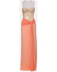 David Koma - Sequined Cady And Mesh Corset Gown - Lyst