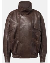 Saint Laurent - Leather Bomber Jacket - Lyst