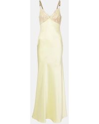 Self-Portrait - X Christopher Kane Lace-Trimmed Satin Maxi Dress - Lyst