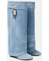 Givenchy - Stiefel Shark Lock Aus Denim - Lyst