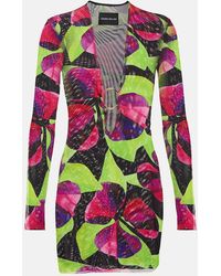Louisa Ballou - Helios Printed Mesh Minidress - Lyst