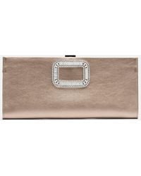 Roger Vivier - Verzierte Clutch Pilgrim Small Aus Metallic-Leder - Lyst