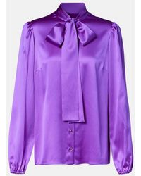 Dolce & Gabbana - Tie-Neck Silk-Blend Satin Blouse - Lyst