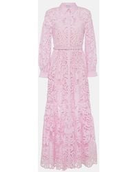 Self-Portrait - Cotton Lace Shirt Dress - Lyst