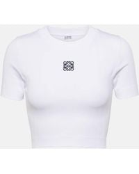 Loewe - Anagram Verkürztes T-shirt Aus Gerippter Baumwolle Mit Stickerei - Lyst