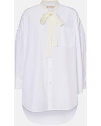 Marni - Tie-Neck Cotton Shirt Dress - Lyst