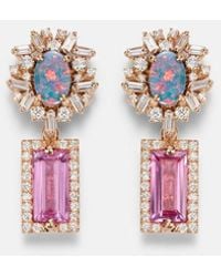 Suzanne Kalan - 18Kt Rose Drop Earrings With Gemstones - Lyst