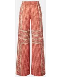 Valentino - Patterned Cotton Wide-Leg Pants - Lyst