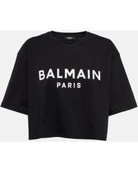 Balmain - Cropped Logo T-shirt - Lyst