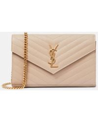 Saint Laurent - Envelope Small Leather Wallet On Chain - Lyst