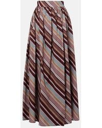 Adriana Degreas - Striped Cotton-Blend Maxi Skirt - Lyst