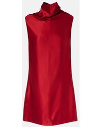 KHAITE - Daria Satin-Crepe Turtleneck Mini Dress - Lyst