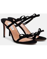Aquazzura - Soave 85 Bow-Detail Suede Mules - Lyst