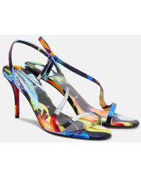 Christian Louboutin - Sandalias Rosa Z 80 De Saten Estampadas - Lyst