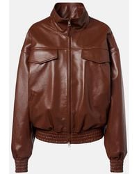 Balenciaga - Cropped Oversized Leather Jacket - Lyst