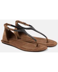 Brunello Cucinelli - Monili Suede Thong Sandals - Lyst