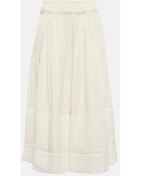 Tory Burch - Cotton And Linen Midi Skirt - Lyst