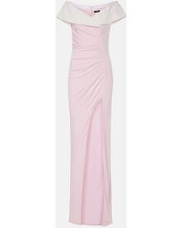 Balmain - Draped Off-Shoulder Jersey Gown - Lyst