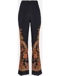 Etro - Pantalon A Taille Haute En Soie - Lyst